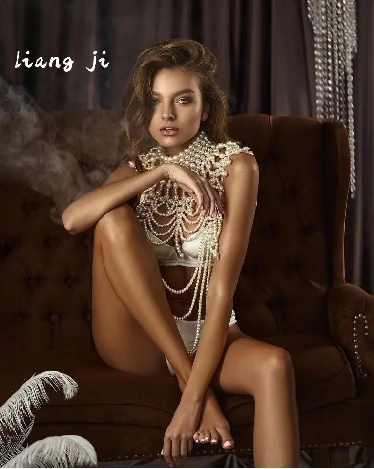 Body Jewelry Sexy Necklace Chest Chain simulated pearl Skirt Chain Three Point Thong Chain Bra Chain Bikini Chest-wrapped Chain
