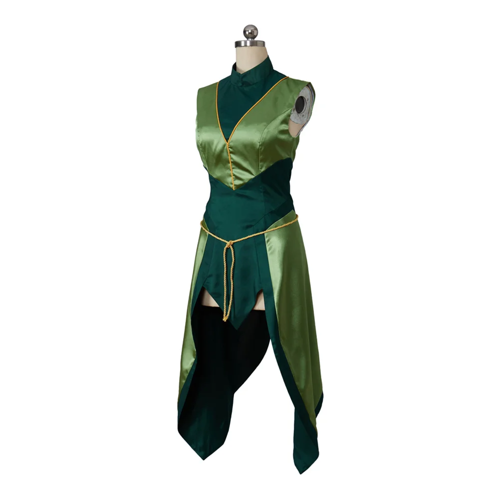 Keyleth Cosplay Costume Sexy Women's  Green Dress with Stockings Gloves Belt Suit Halloween Carnival Outfit view 3