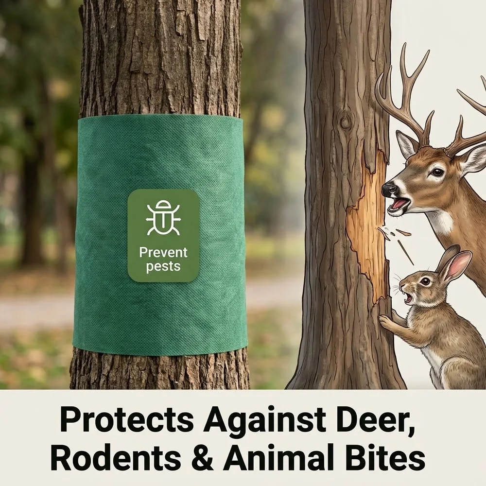 60m Tree Protector Wrap Non Woven Plant Trunk Protection Bandage Breathable Tree Guard Roll Keeps Warm Anti Deer Animal Bite