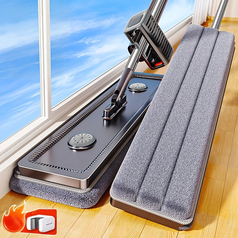 Mopa plana giratoria JOYBOS con sistema de lavado manos libres, rotación de 360°, autolimpieza con raspador, mopa para limpieza en húmedo y seco, ideal para la limpieza del hogar y la sala de estar.
