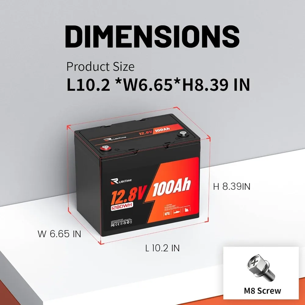 12V 100Ah LiFePO4 Battery Group 24 with 100A BMS, 15000 Deep Cycles for RV Marine Solar Home Energy Storage, Custom