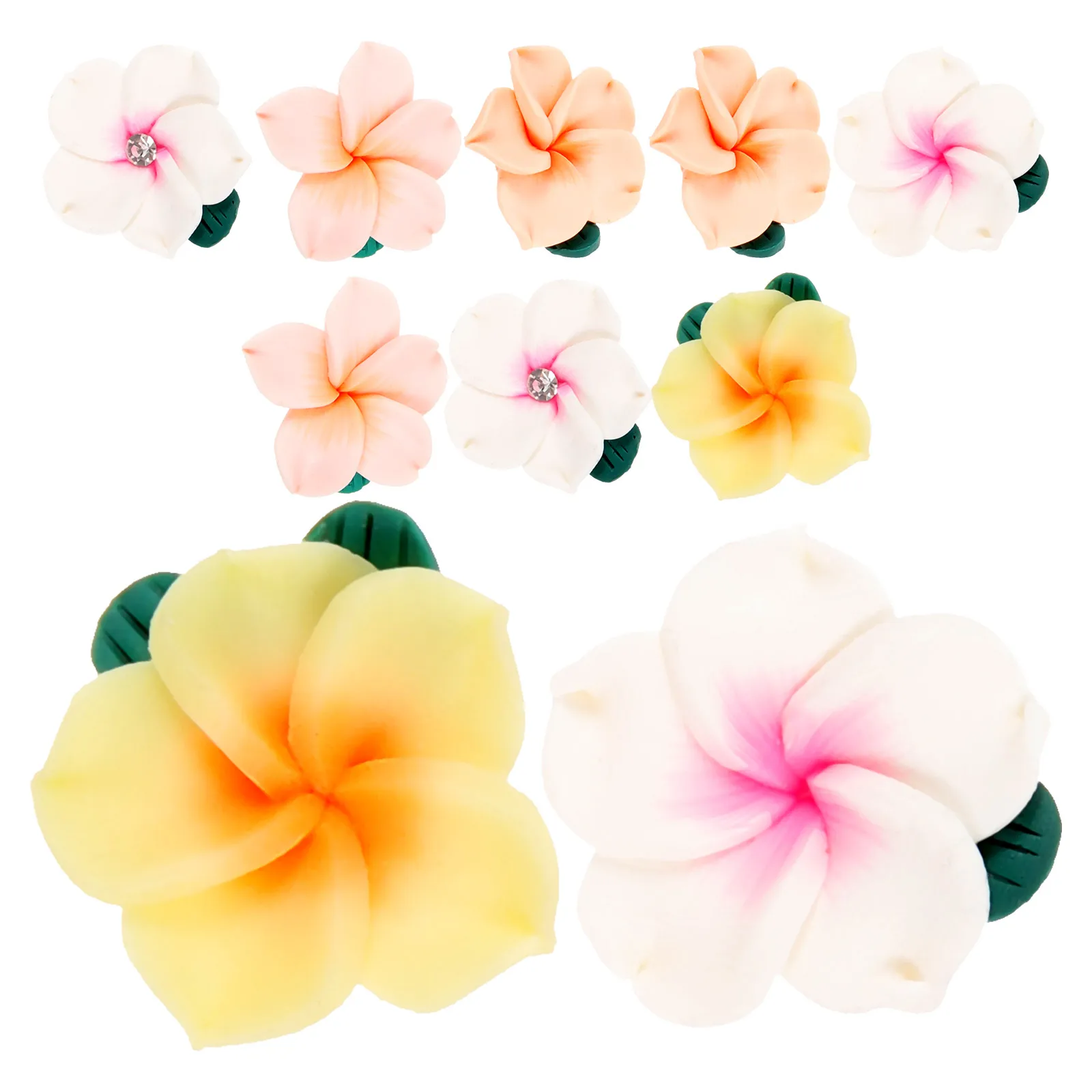 

10 Pcs Polymer Clay Flower Accessories 25mm White With Without Drill Yellow Orange Heart DIY Hair Clip Craft Charm