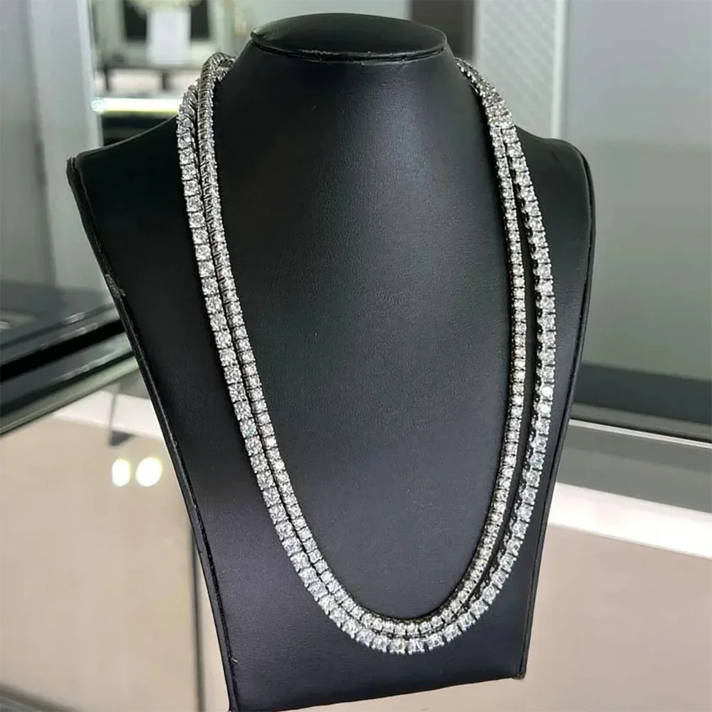 Gra Certified Full Moissanite Tennis Necklaces Bracelets For Women Men 100% S925 Silver 3/4/5/6.5mm Lab Diamond Riviera Necklace