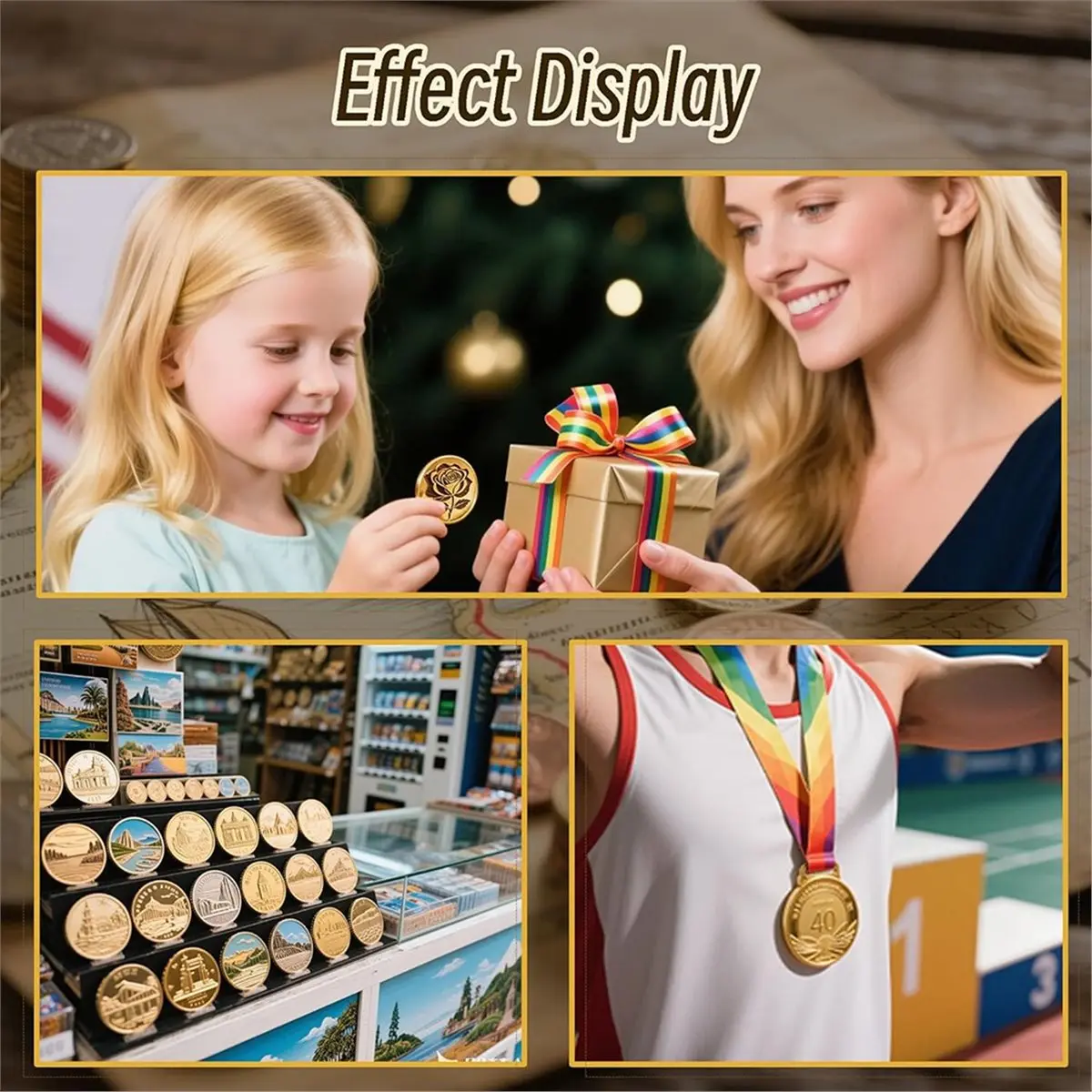 

AT16 10 шт. Заготовки для латунных монет на заказ, 40 мм с резьбовым краем, акриловая защита для гравировки