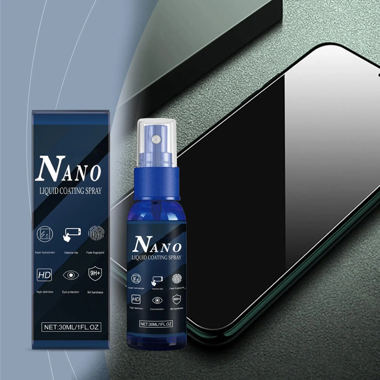 30ml Oleophobic Coating Liquid, Hydrophobic Anti-Fingerprint Screen Protector for Eyeglass Lenses, Phone, Tablet, Camera