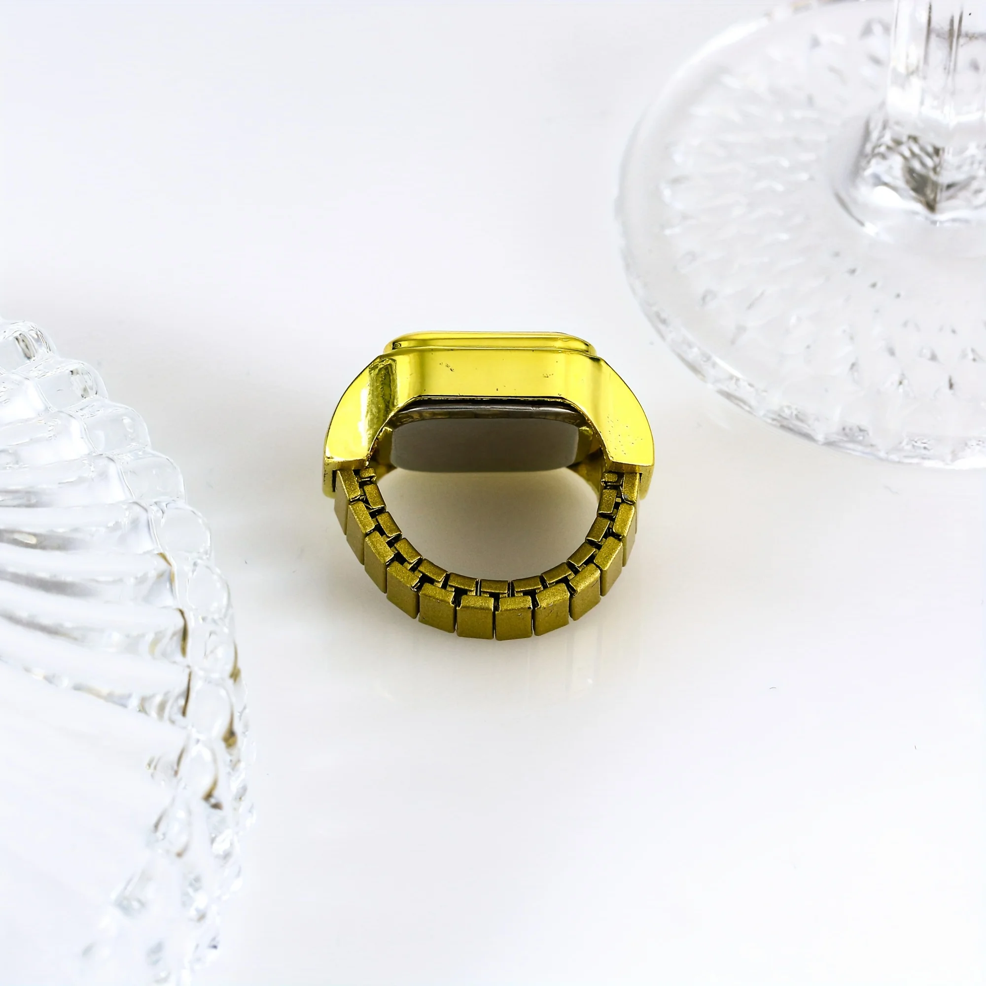 Square ring watch, minimalist finger watch, quartz watch, couple watch, creative ring watch view 5