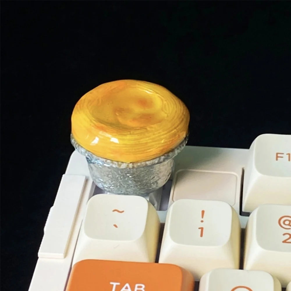 3D Egg Tart Keycaps Handmade Delicious Food Keycap For Cross Switch Mechanical Gaming Keyboard Personalized ESC F Function Caps