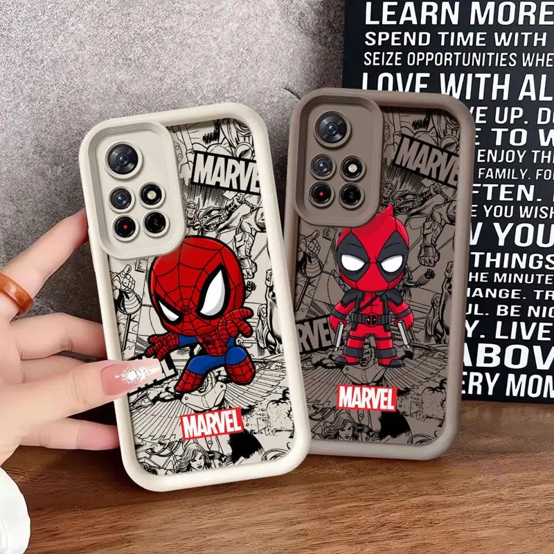 Coque de téléphone avec dessin animé Deadpool Spiderman, coque pour Xiaomi Redmi Note 11, 10 Pro, 9S, 9, 12C, 12S, 10C, 9A, 9C, 11 Lite, casque Bery NDavid