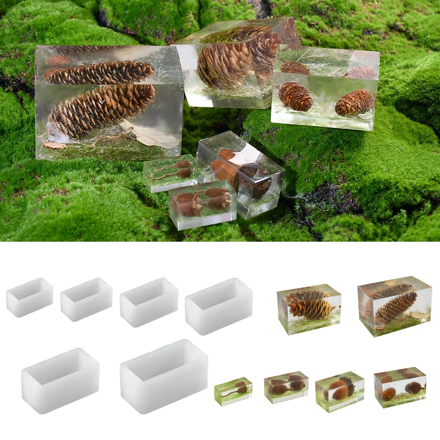 DIY epoxy resin multi specification rectangular silicone mold dry flower specimen micro scene decoration mold