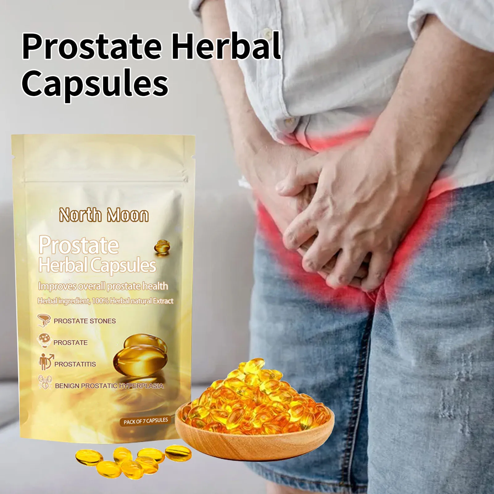 7 pezzi capsule di erbe naturali della prostata Formula delicata capsule della prostata ad effetto rapido per la salute della prostata e recuperare