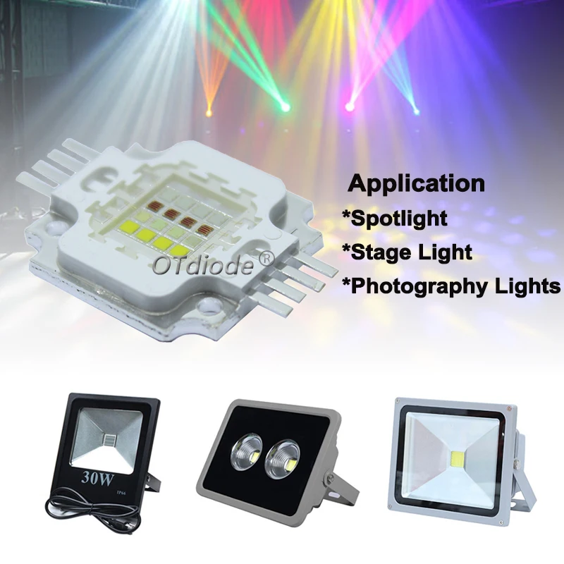 30W High Power LED Chip RGBW Red Green Blue White Diode 30 W Watt COB Module Colorful for DIY Stage Light Plant Growth Lamp