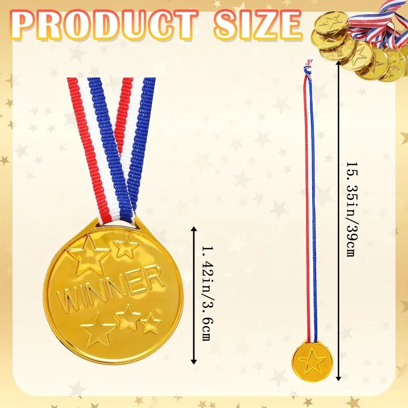 100Pcs Medal Kids Plastic Medal Kindergarten Award Medal Creative Gold Silver Bronze Hanging Tag for Sports Meeting