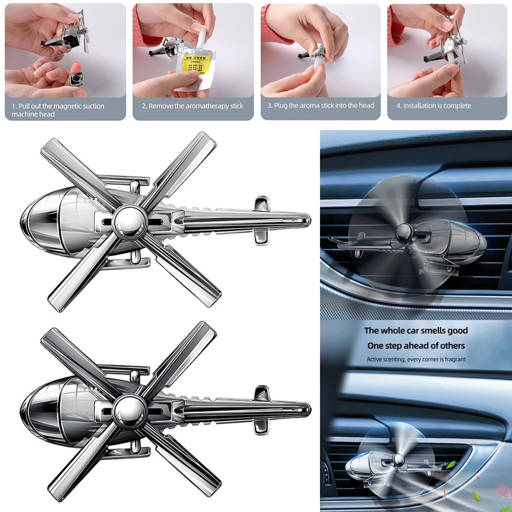 Car Air Freshener Mini Helicopter Rotating Aromatherapy Purifie Odors Car Perfume Essential Oil Diffuser Car Interior Ornaments