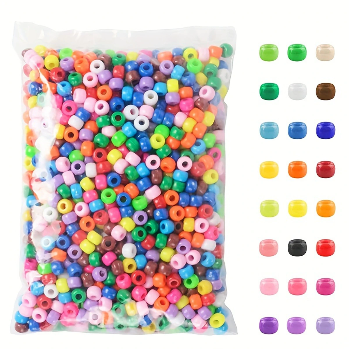600/1200/1800 peças contas de pônei de cores mistas 6x9mm conjunto para fazer joias diy e artesanato cor sólida, miçangas diy para fazer joias,