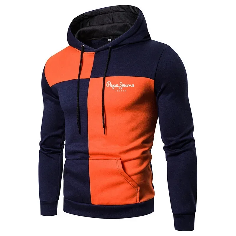 2024 New Men's Hooded Sweatshirts Aesthetics Patchwork Fashion Brand Pullovers Sportswear Autumn Winter Men Hoodies Large size