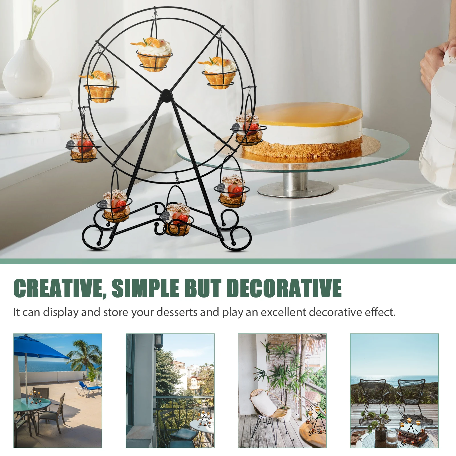 

Ferris Wheel Cake St 8 Cups Rotating Pastry Display Rack Stainless Steel Wedding Party Decorative Practical Cake Display St