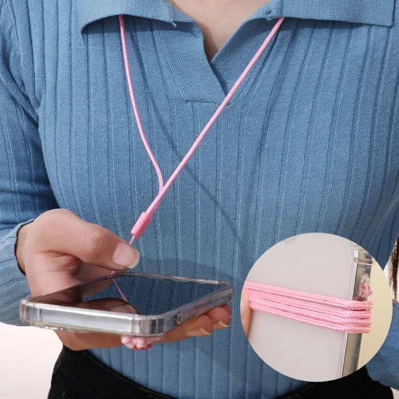 45cm Nylon Hanging Neck Cell Phone Lanyard String Hand Wrist Straps Portable Mobile Phone Anti-lost 18cm Necklace Rope Straps