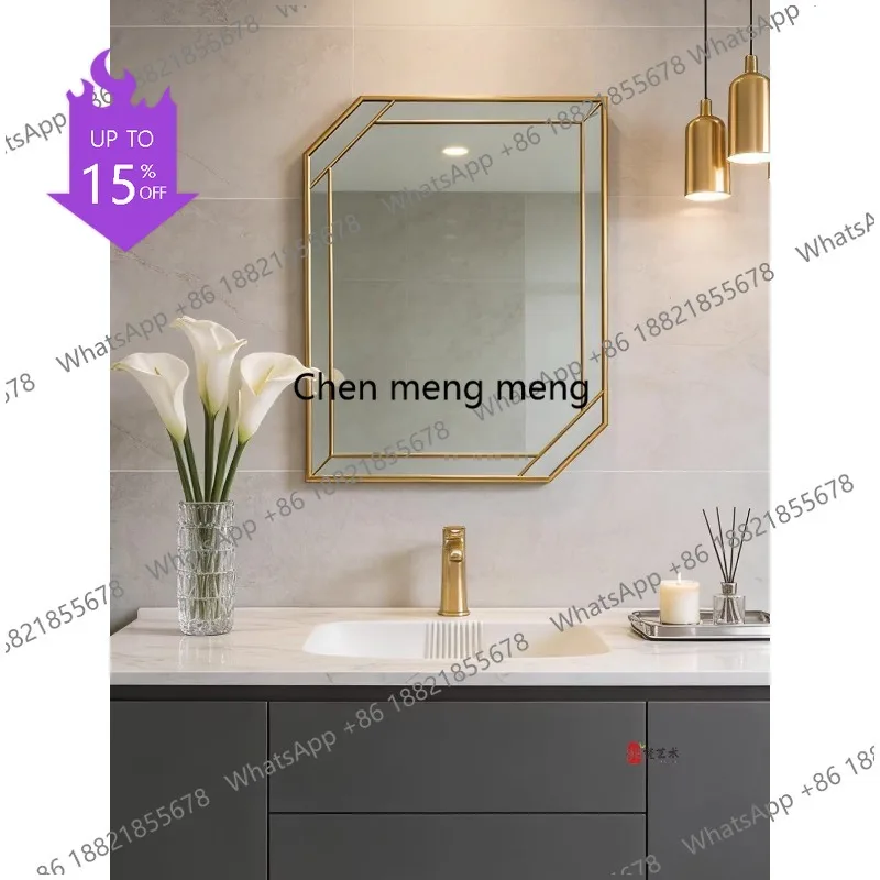 02M Italienischer minimalistischer Badezimmerspiegel, luxuriöser Retro-Schminkspiegel, nordischer Hintergrundwand-Dekospiegel
