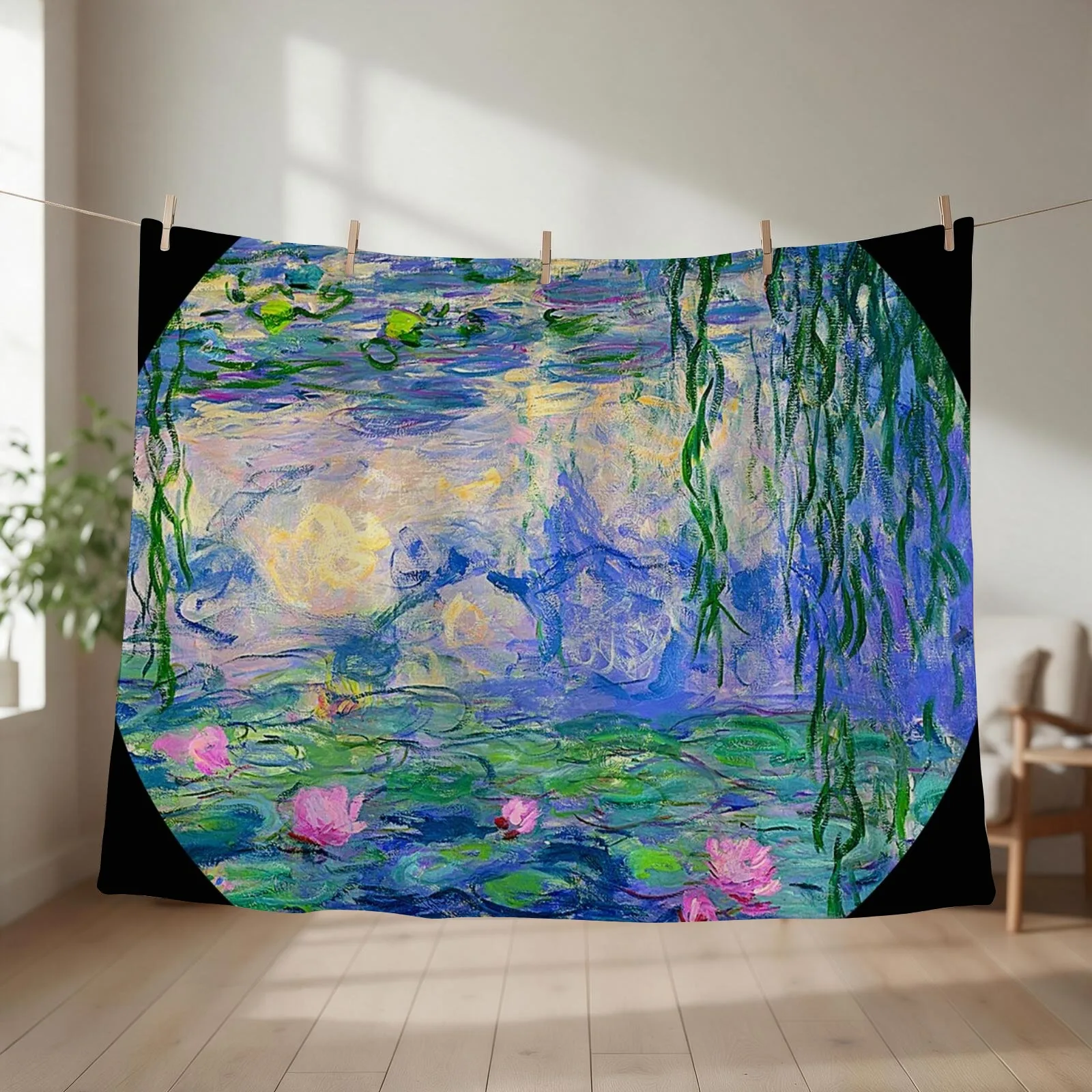 Water Lilies - Monet Throw Blanket Moving blankets ands Plush Plaid Blankets