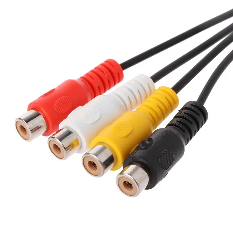 DX62 30CM 5 Pin Male Din Plug to 4 RCA Phono Female Plugs Audio Cable Wire Cord Conne