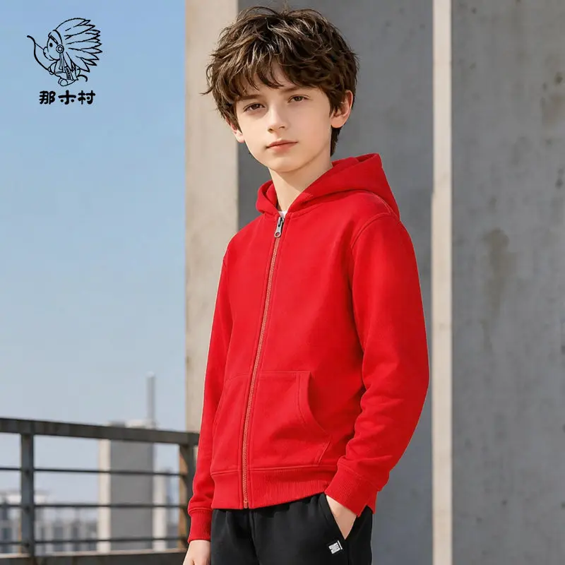 Cotton Coat with Hood, Spring-autumn New Style Sport and Casual Top, Large Size for Middle-aged Children, Zipper Hooded Shirt