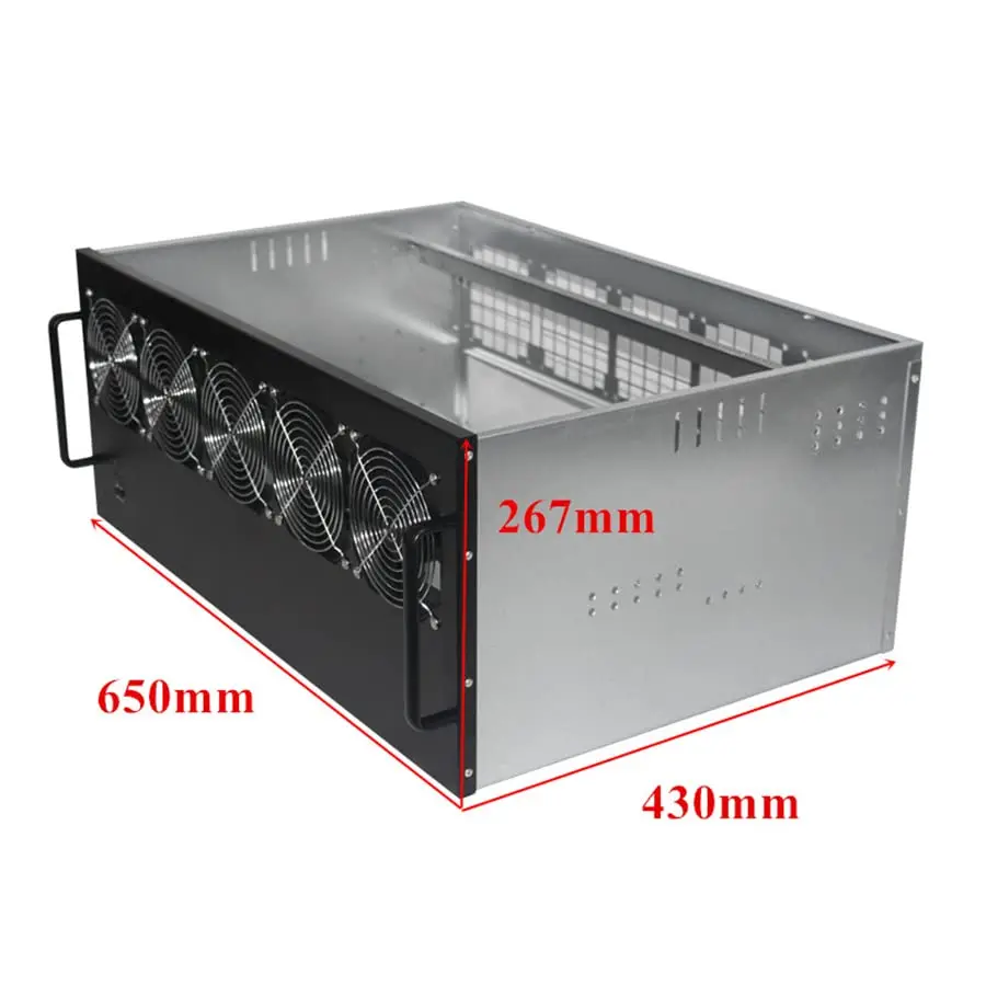 

6U Mining Rig Frame Server Case Holder with 5Pcs Fan for ATX 12/13 GPU Coin Miner