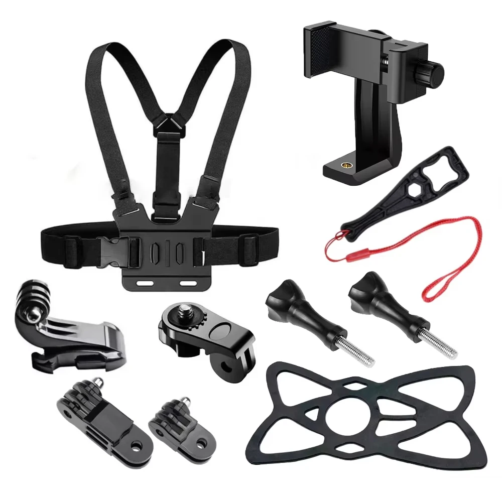 Brustgurthalterung, verstellbarer Brustgurt mit J-Haken für GoPro Hero 13, 12, 11, 10, 9, 8, 7, AKASO SJCAM DJI OSMO Action-Kamera