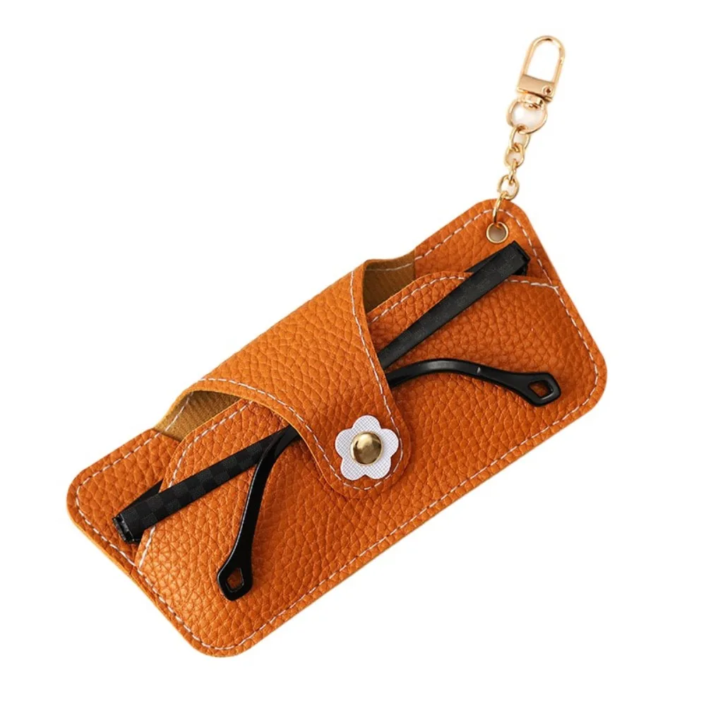 

Snap Flower Glasses Case Korean Eyeglasses Container PU Leather Sunglasses Bag Eyewear Storage Bag With Keychain Eyewear Holder
