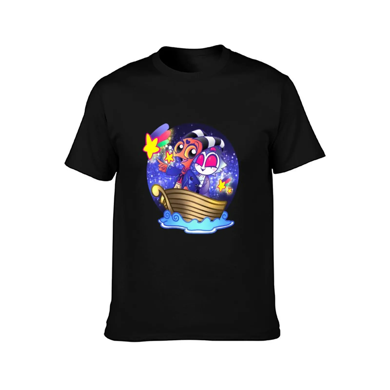 Helluva Boss Stolas & Blitzo chasing stars. T-Shirt Casual Pattern Print Tee Shirt T-Shirt