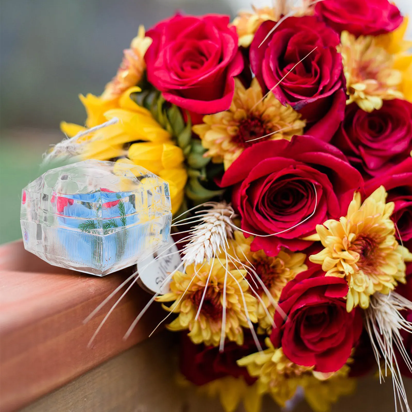 Preserved Rose Bud Jewelry Box for Rings & Earrings – Romantic Wedding, Valentine’s Day, Proposal Gift Storage