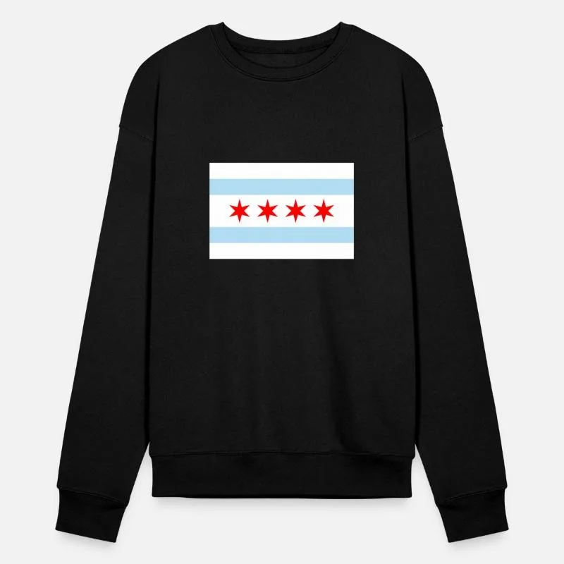 

Осенне-зимний стиль, хлопковая толстовка с круглым вырезом и флагом города Чикаго в стиле ретро, мотив флага города Чикаго