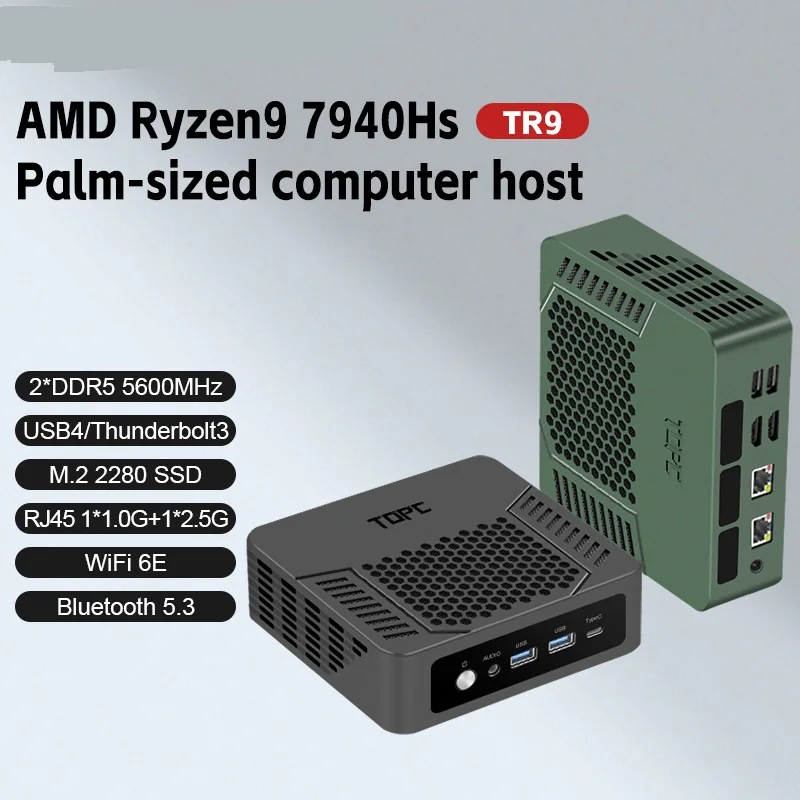 Ryzen R9 7940Hs كمبيوتر صغير مضيف عالي الأداء مكتب الأعمال ألعاب الترفيه المنزلي الصوت والفيديو كمبيوتر صغير