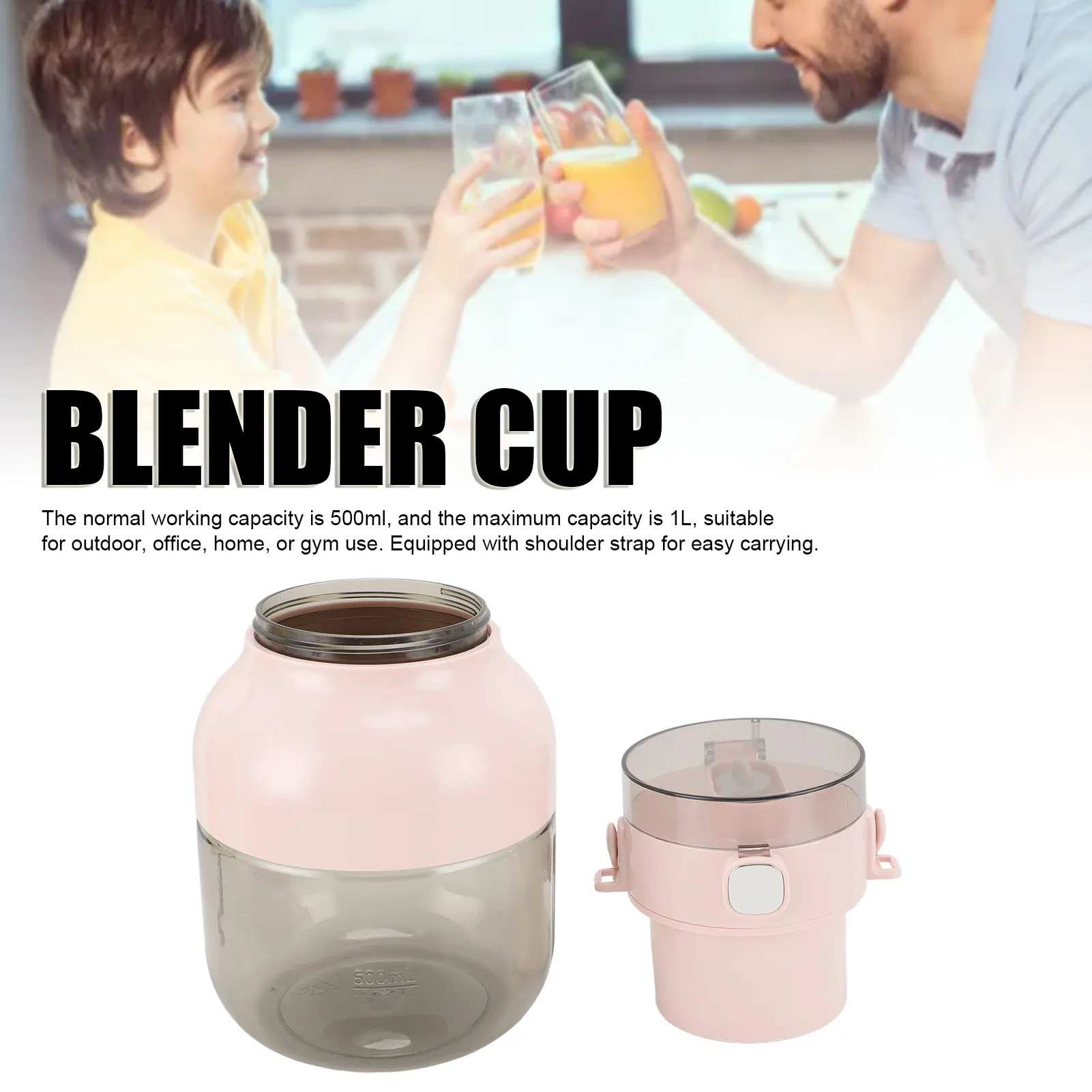 Liquidificador portátil de 1L com carregamento USB 70W de mistura rápida leve para viagens de escritório de academia