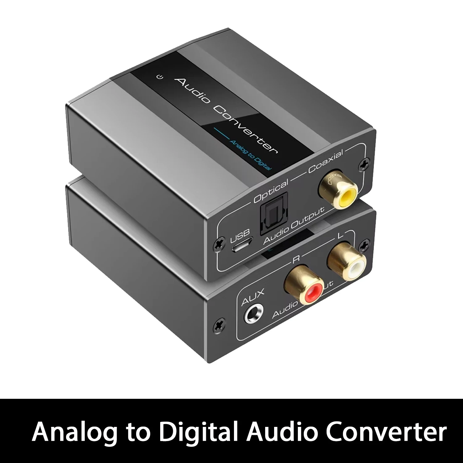 محول صوت تناظري إلى رقمي إلى بصري مع كابل بصري صوت رقمي Toslink ومحول صوت محوري 3.5 مم ﻿