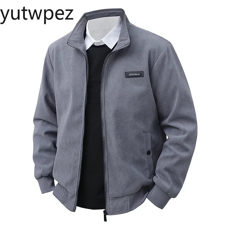 Men's Corduroy Lapel Jackets, Autumn Outdoor Hiking Sports Running Coat, American Retro Loose Handsome Multi-pocket Cargo Jacket