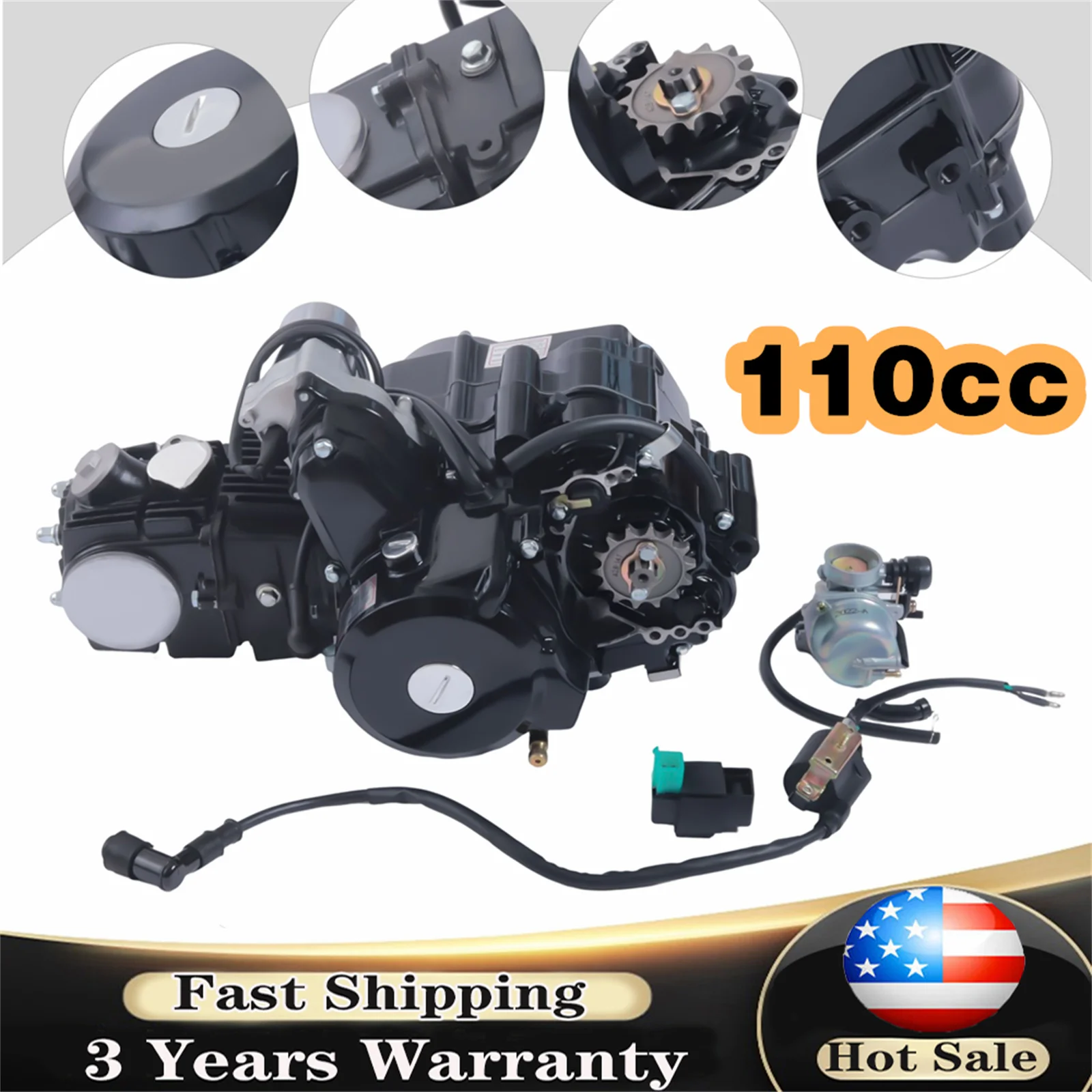 110cc 4 Speed Semi Auto Engine Motor Reverse Electric Start for HONDA CRF50 / CRF70 / XR50 / XR70  / ST 90K1 / CS 90 / SL 90