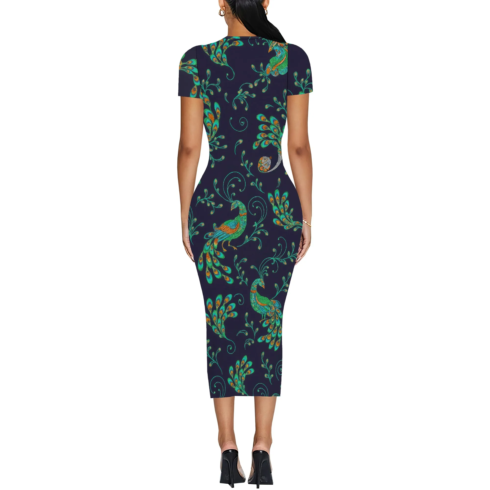 فستان نسائي قصير الأكمام Bodycon ميدي فستان رصاص مكشكش للتحكم في البطن فستان صيفي مثير للتاريخ الليلي