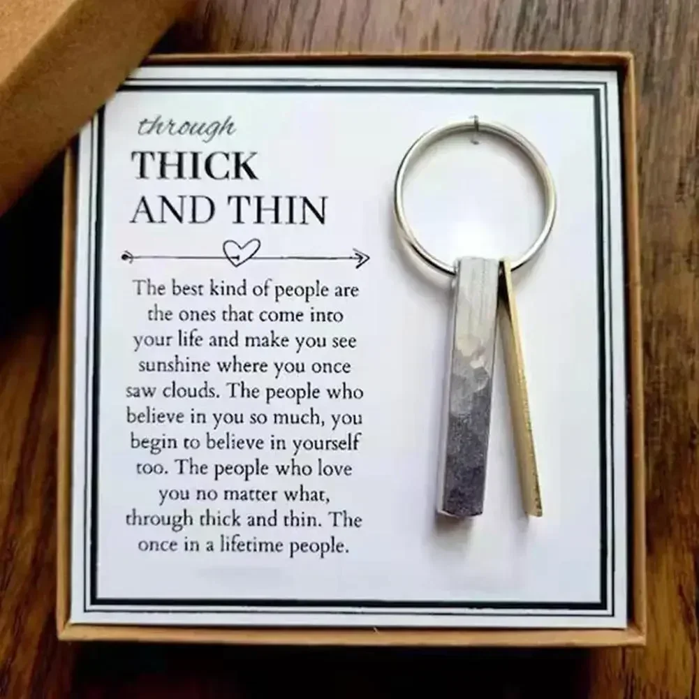 

Through Thick And Thin Keychain Best Friend Birthday Gift Creative Keychain Decor Hanging Backpack Suitcase Decor Simple Fashion