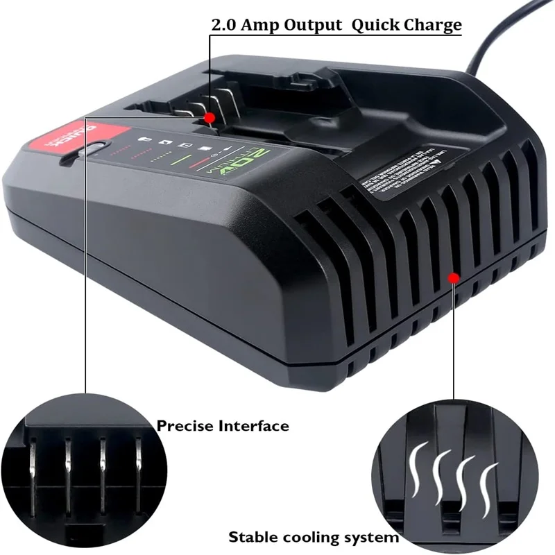 20V Li-ion Battery Charger For Black&Decker For Porter Cable/Stanley 18V Electric Drill Screwdriver Tool Accessory Fast Charge