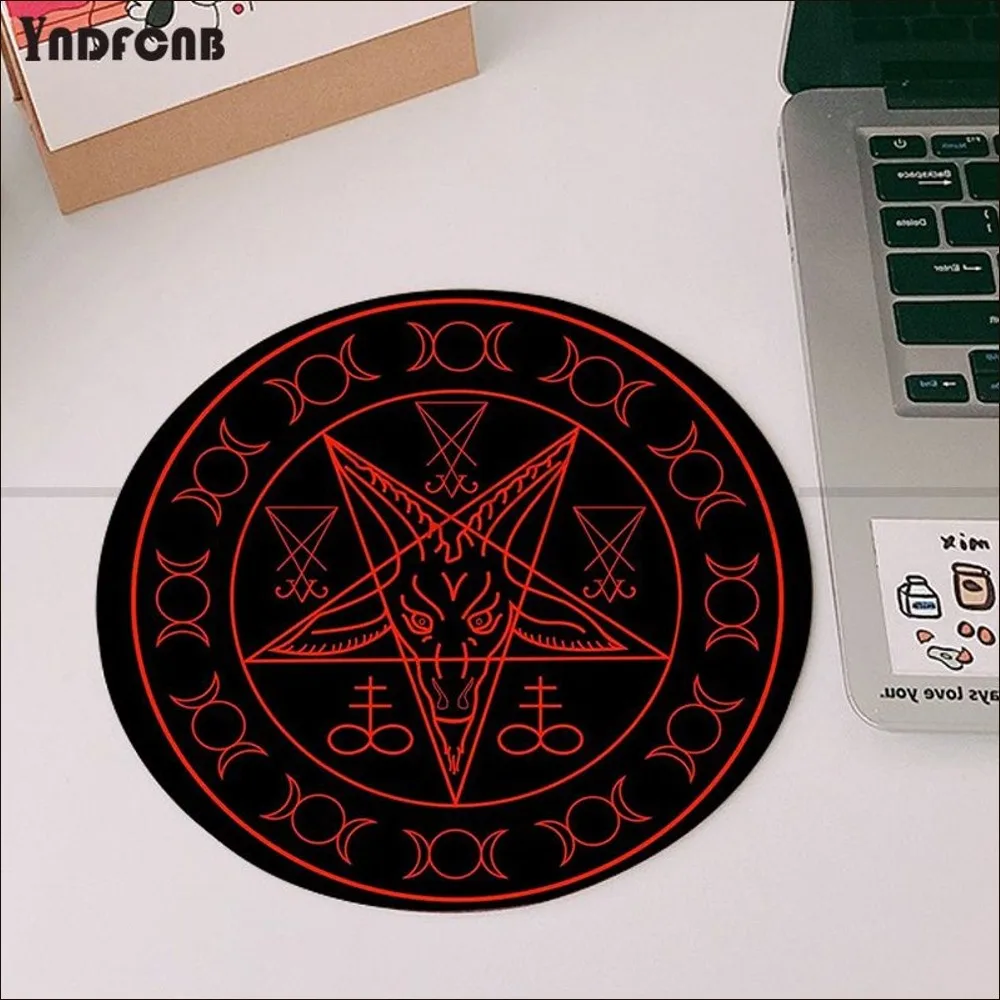 Satanic Mousepad Round Custom Skin Desktop Desk Mat Kawaii Gaming Accessories Students Writing Pad Mouse Pad for PC Mouse Carpet