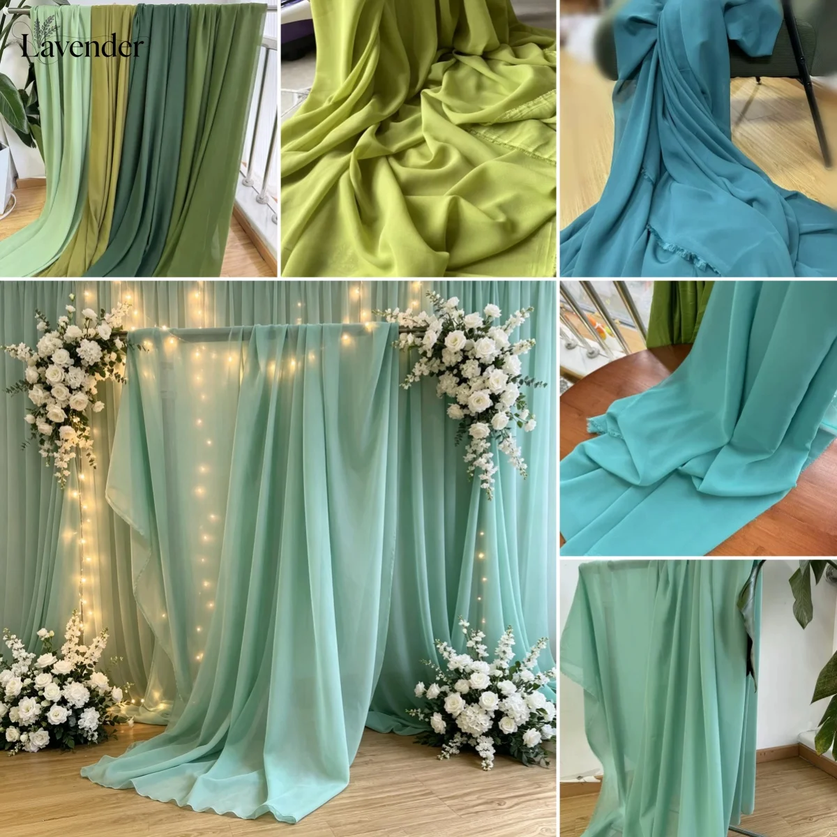 Avocado army green dark green bean green wedding gauze cloth mantle wedding background arrangement drape chiffon yarn fabric