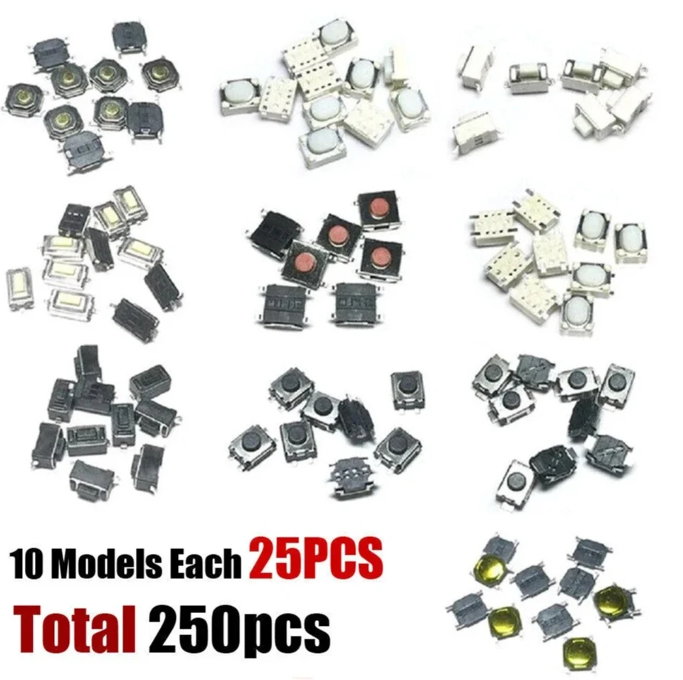 

250 box type tactile button switch kits for car remote control button switches, car key buttons, touch micro switches