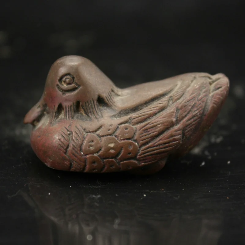 Vintage Solid Brass Mandarin Duck Figurine Antique Bronze Bird Animal Statue Desktop Ornament Home Decor Collectible Gift