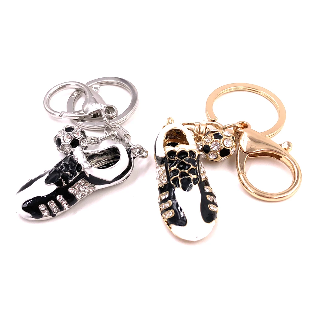 Key Chains Women Gift Jewelry Crystal Football Soccer Shoes Rhinestone Keychains For Car Purse Bag Buckle Pendant Keyrings