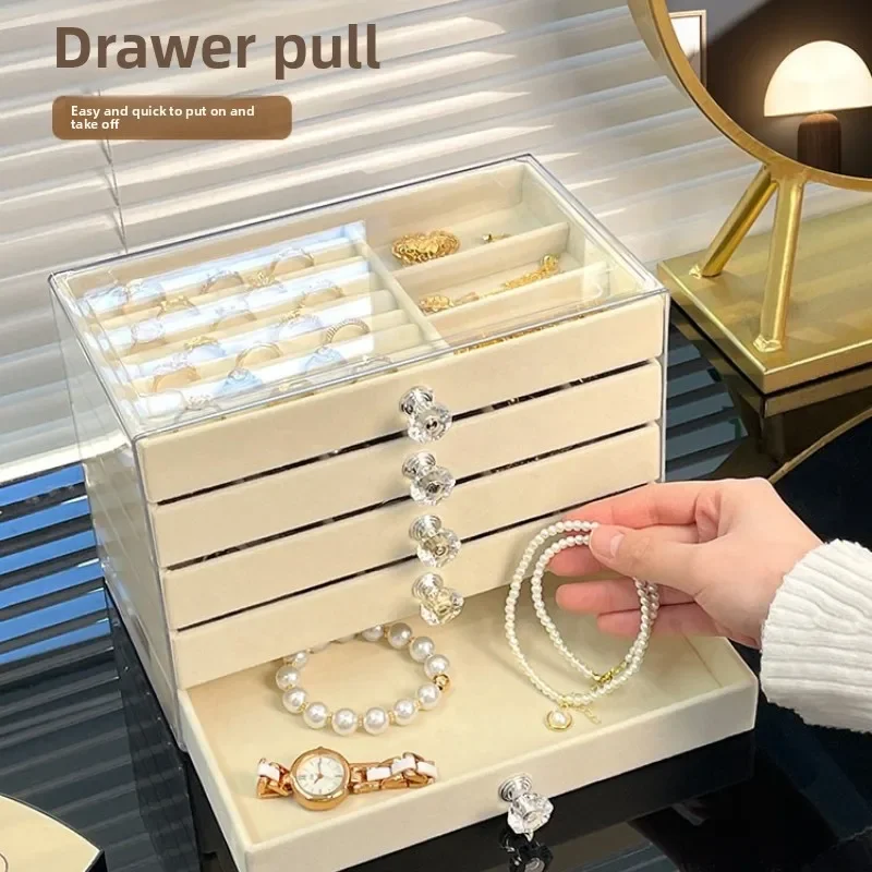 New Compact 5‑Layer Acrylic Jewelry Drawer Organizer Transparent Large Capacity Desktop Portable Jewellery Storage for Home
