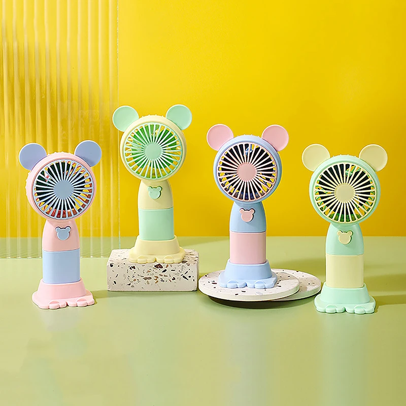 Cute USB Mini Fan Portable Handheld Fan Rechargeable Mini Handy Fan Pocket Size Low Noise Small Electric Fan Student Dormitory