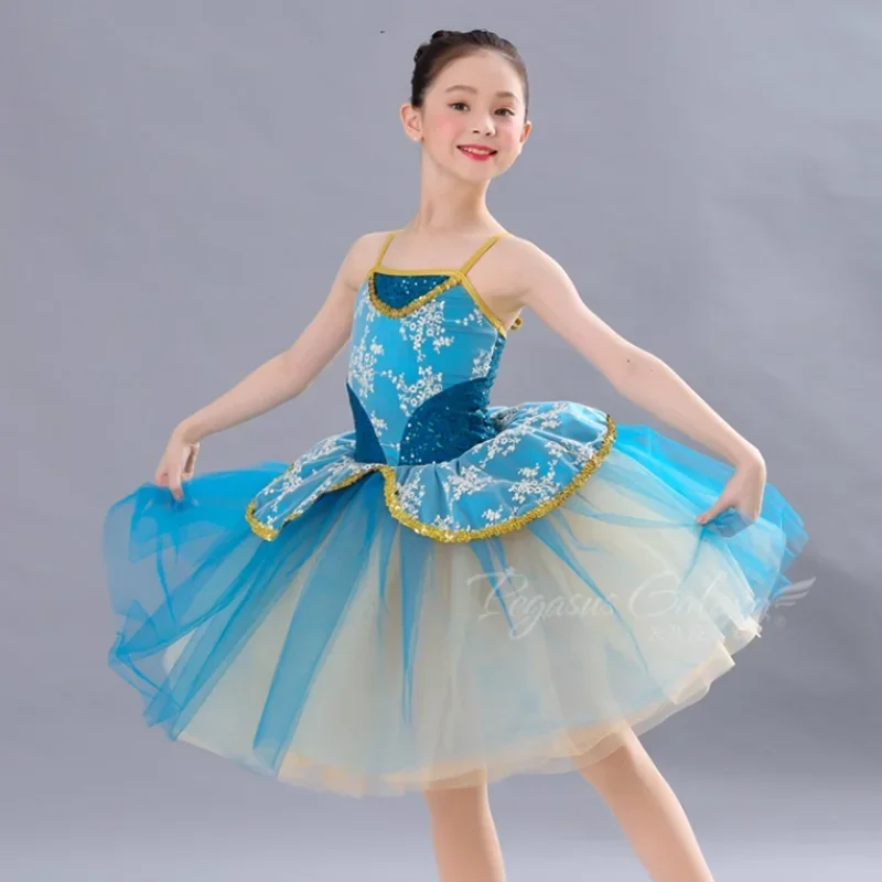 Kids Girls Professional Childrens Ballet Performance Leotards Gymnastics Tutu Bodysuit Skirt Outfit for Accesorios Ballet Straps