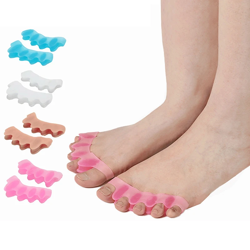 

1 Pair Foot Care Tool Silicone Protective Toes Separator Suitable Bunion Corrector Soft Gel Straightener Spacers Stretchers