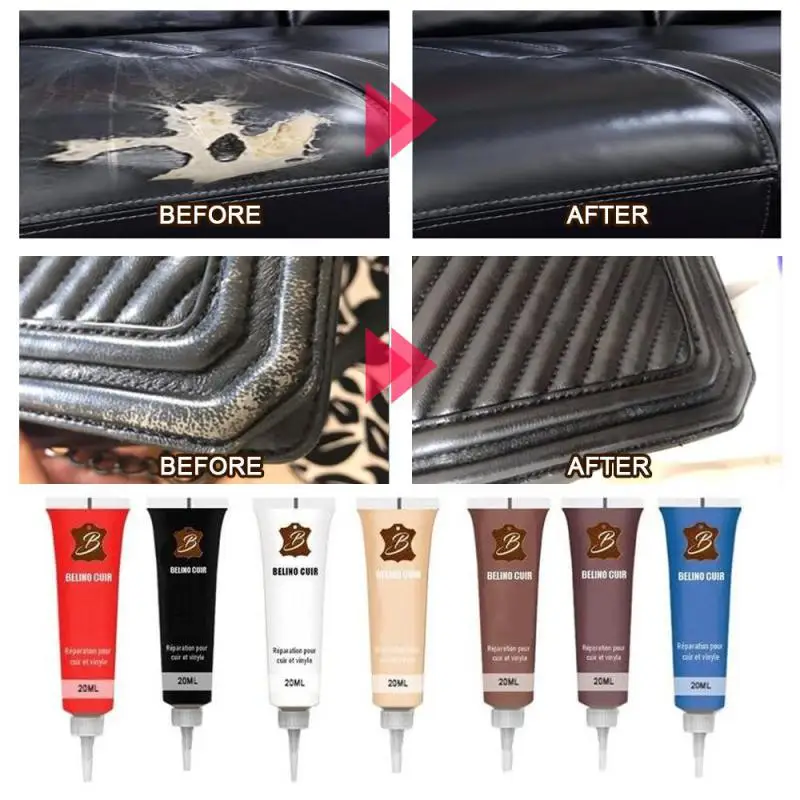 20ml Car Care Kit Liquid Leather Skin Refurbish Repair Tool Auto Seat Sofa Coats Holes Scratch Cracks Restoration Black For Car