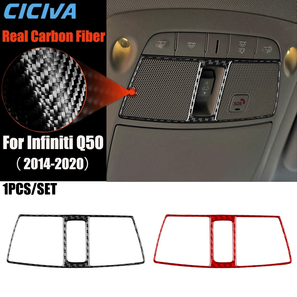 

Carbon Fiber Car Accessories Reading Light Speaker Frame Modified Interior Trim Cover Soft Sticker For Infiniti Q50 2014-2020
